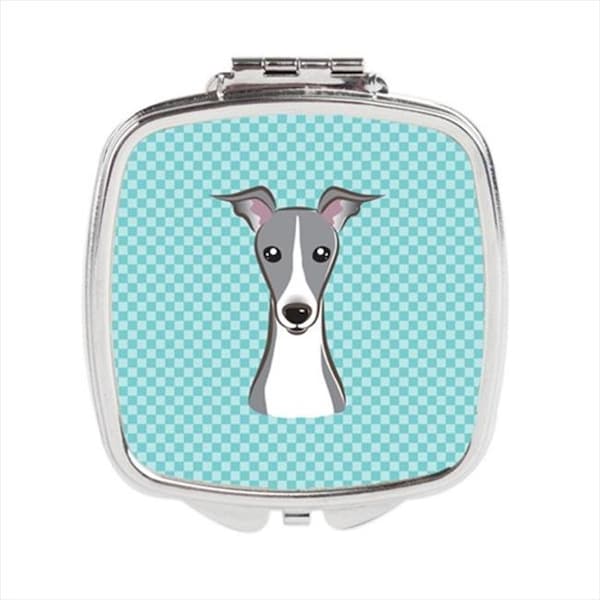 Carolines Treasures Carolines Treasures BB1174SCM Checkerboard Blue Italian Greyhound Compact Mirror; 2.75 x 3 x .3 In. BB1174SCM - main